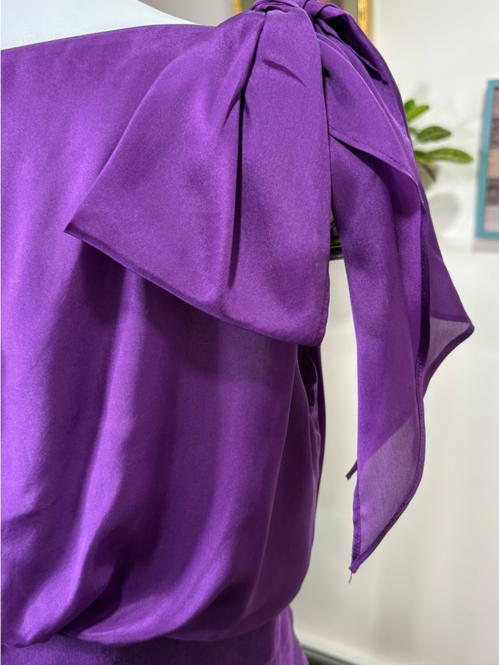 CH Carolina Herrera Purple Silk Dress Cocktail Evening Designer Bow Detail - Picture 5 of 13